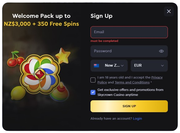 sky crown casino online login