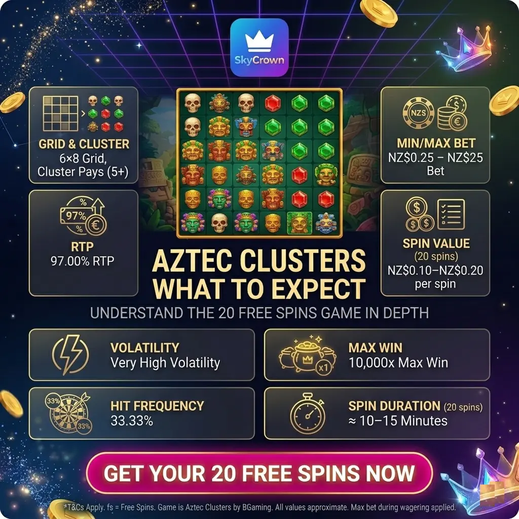Aztec Clusters slot game by BGaming at SkyCrown Casino